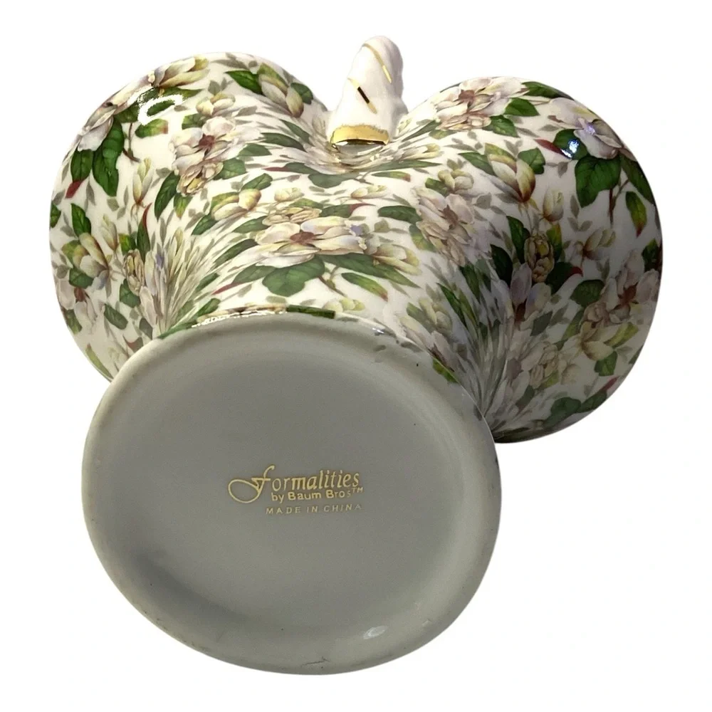 Vintage Basket Vase Porcelain Formalities Baum Bros. Magnolia Chintz Gold Trim